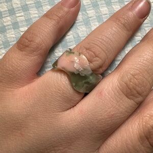 Elegant Pink and Green Resin Ring